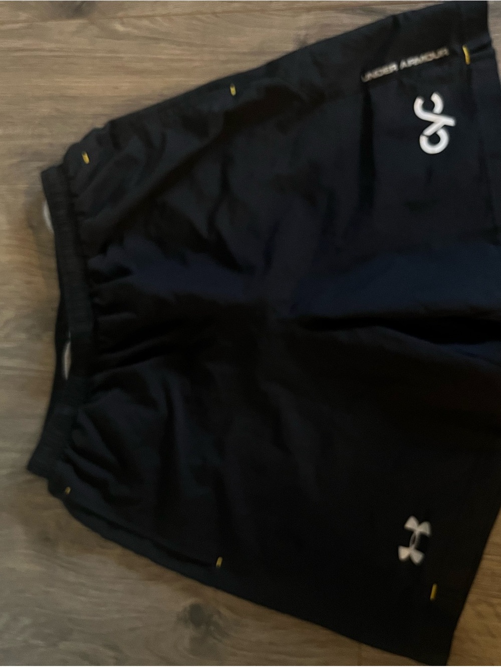 Under Armour Men's Black Athletic Training Shorts with White Logo